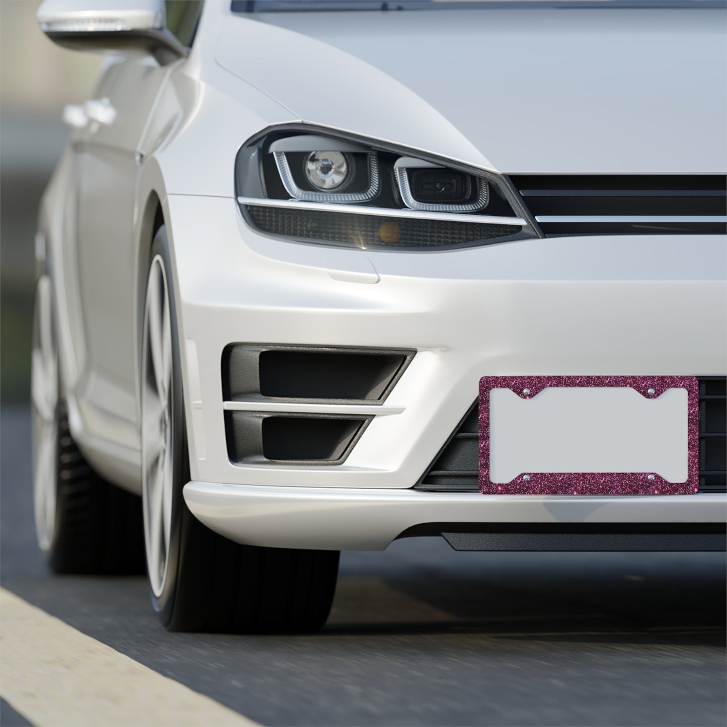 Sparkling Glitter Metal License Plate Frame - Stylish Car Accessory