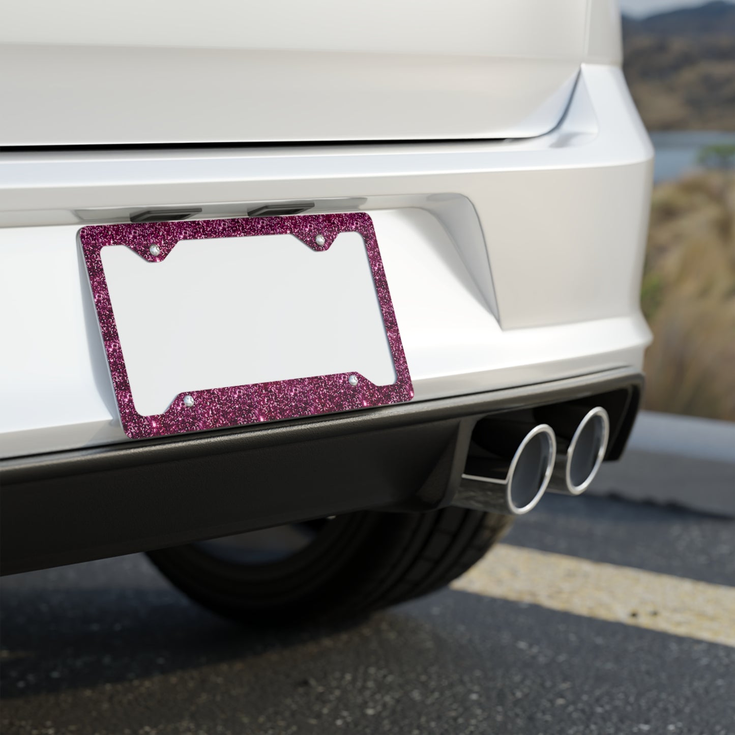 Sparkling Glitter Metal License Plate Frame - Stylish Car Accessory
